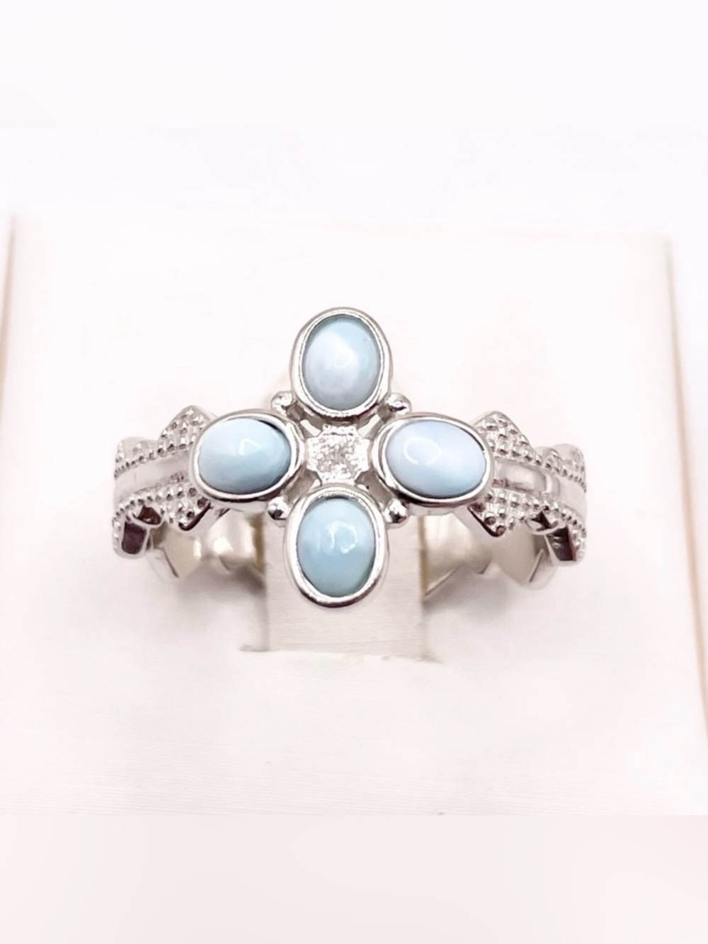 Size 8 Larimar 925 Sterling Silver Ring